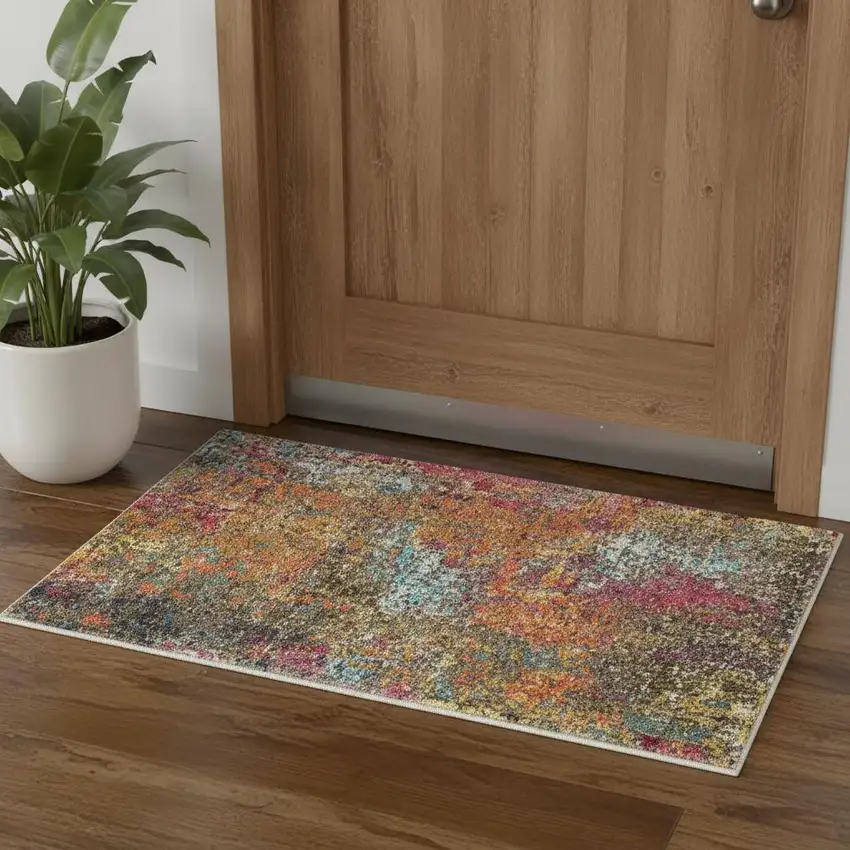 Sunset Abstract Power Loom Non Skid Area Rug Photo 1