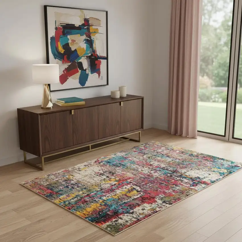 Sunset Abstract Power Loom Non Skid Area Rug Photo 1