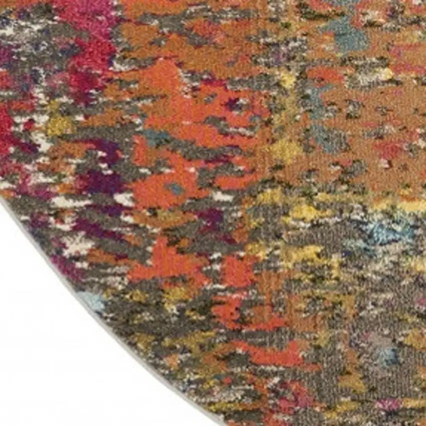 4' Sunset Abstract Round Rug Photo 3