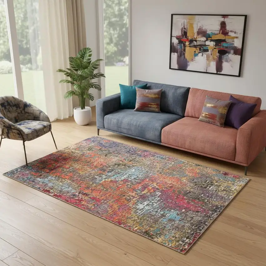 Sunset Abstract Power Loom Non Skid Area Rug Photo 1