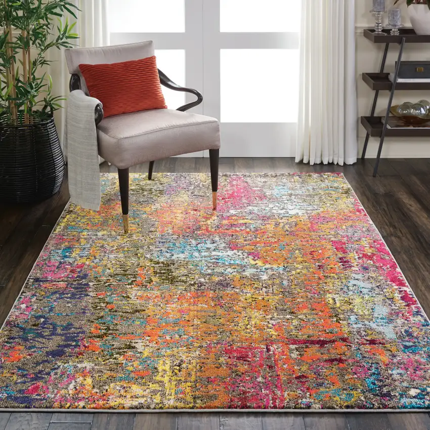 Sunset Abstract Power Loom Non Skid Area Rug Photo 3