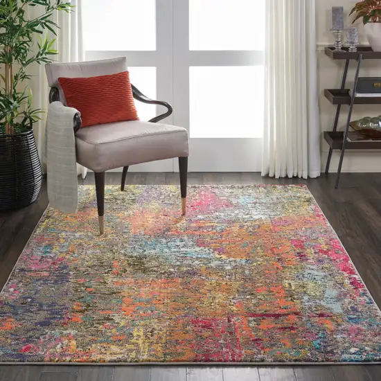 Sunset Abstract Power Loom Non Skid Area Rug Photo 4