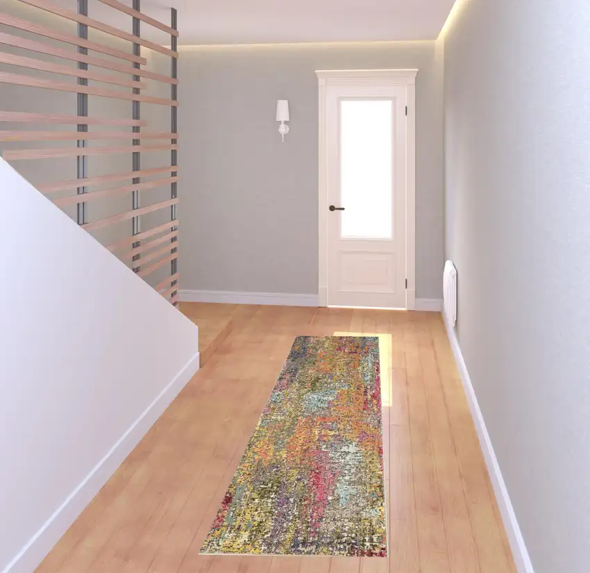 Sunset Abstract Power Loom Non Skid Runner Rug Photo 2