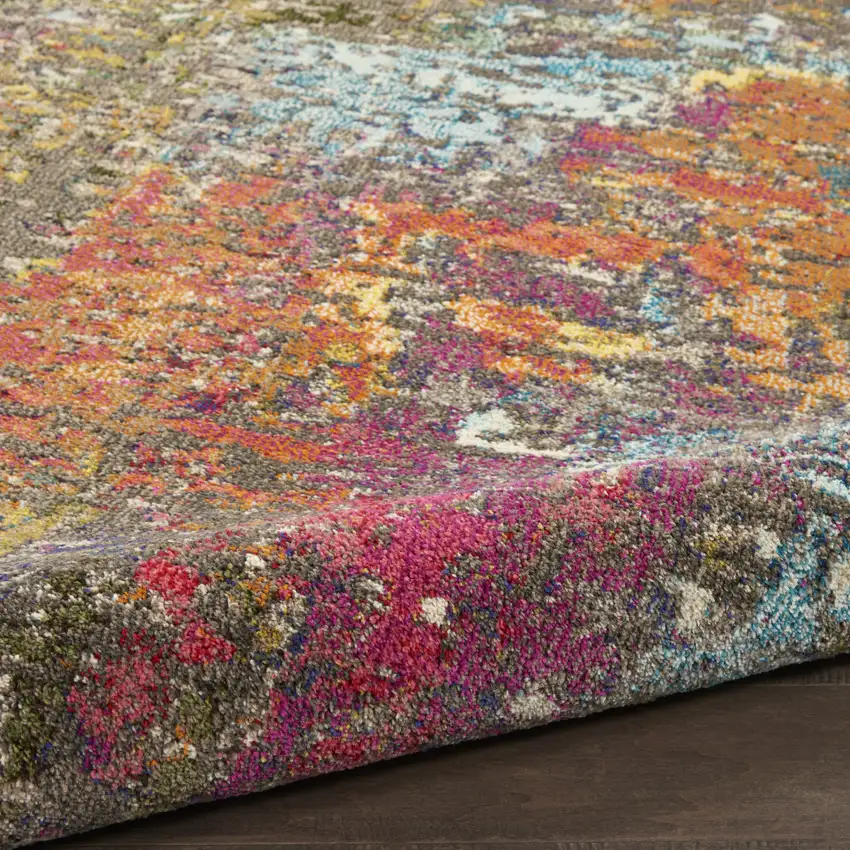 5' X 5' Sunset Round Abstract Power Loom Non Skid Area Rug Photo 9