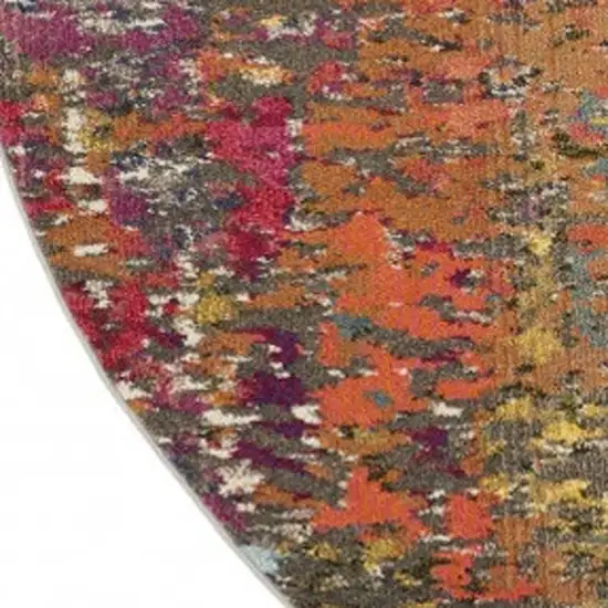 5' X 5' Sunset Round Abstract Power Loom Non Skid Area Rug Photo 3