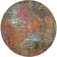 Photo of Sunset Round Abstract Power Loom Non Skid Area Rug