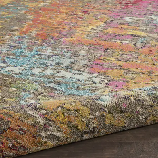 8' X 8' Sunset Round Abstract Power Loom Non Skid Area Rug Photo 8