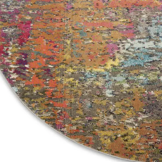 8' X 8' Sunset Round Abstract Power Loom Non Skid Area Rug Photo 9