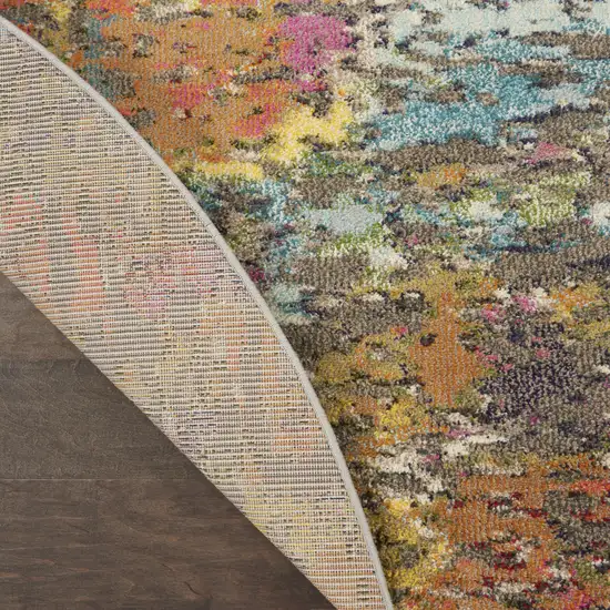 8' X 8' Sunset Round Abstract Power Loom Non Skid Area Rug Photo 8