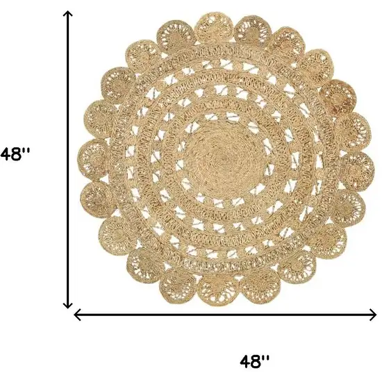 Natural Jute Abstract Geometric Hand Braided Area Rug Photo 3