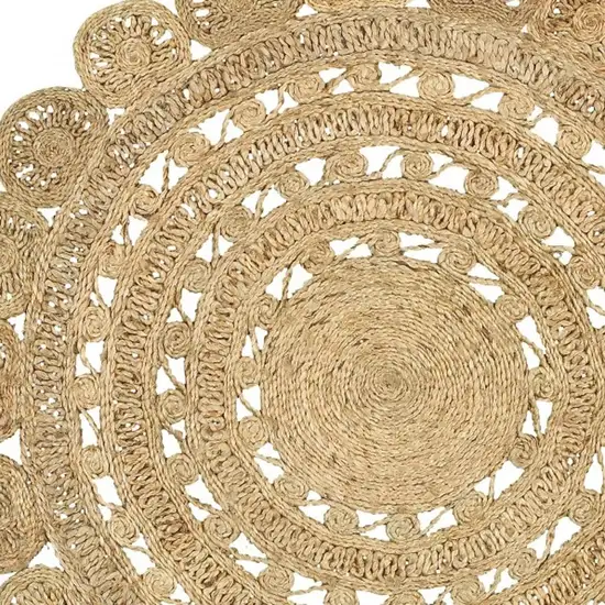 Natural Jute Abstract Geometric Hand Braided Area Rug Photo 6