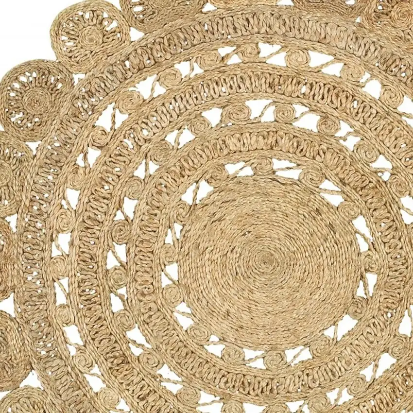 Natural Jute Abstract Geometric Hand Braided Area Rug Photo 6