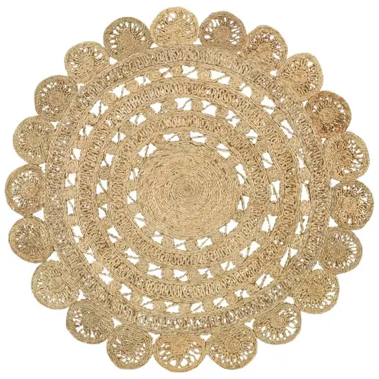 Natural Jute Abstract Geometric Hand Braided Area Rug Photo 2