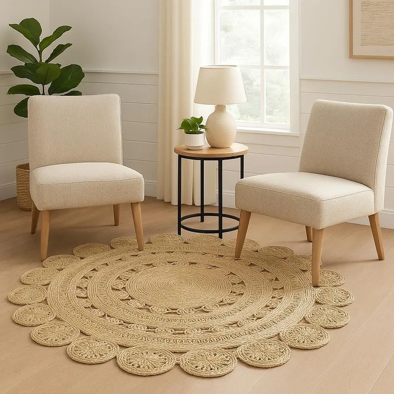 Sunshine Golden Natural Jute Area Rug Photo 1