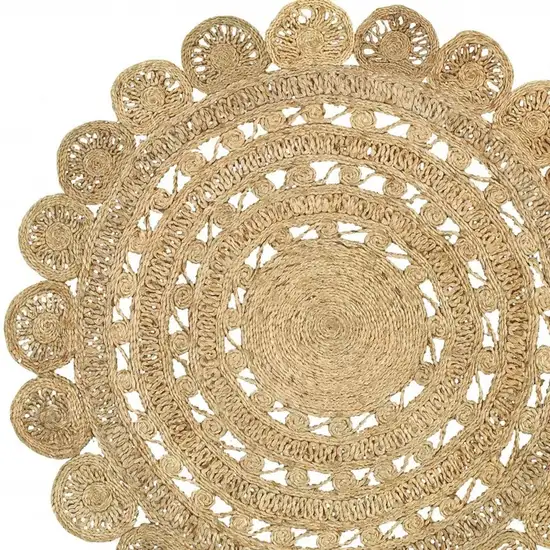 8' Natural Jute Hand Braided Round Rug Photo 7