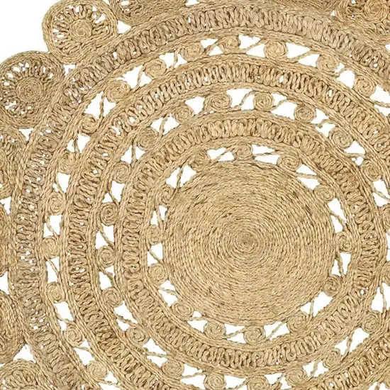 8' Natural Jute Hand Braided Round Rug Photo 5