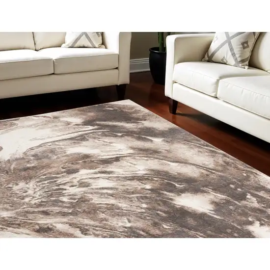 Tan Abstract Power Loom Area Rug Photo 1