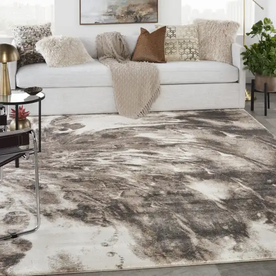 Tan Abstract Power Loom Area Rug Photo 9