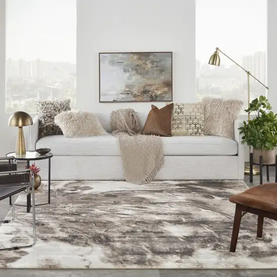 Tan Abstract Power Loom Area Rug Photo 6