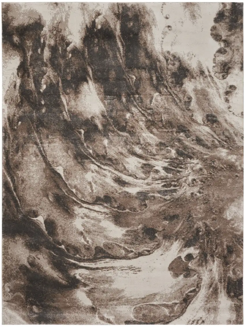 Tan Abstract Power Loom Area Rug Photo 1