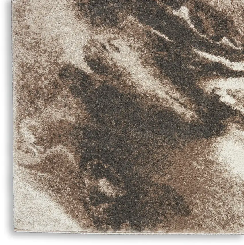 Tan Abstract Power Loom Area Rug Photo 6