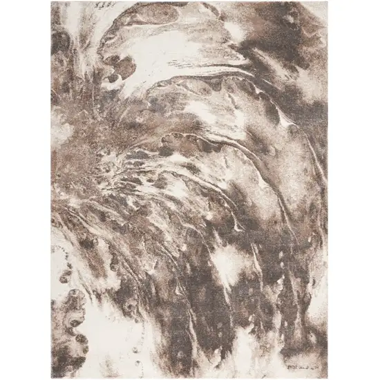 Tan Abstract Power Loom Area Rug Photo 1