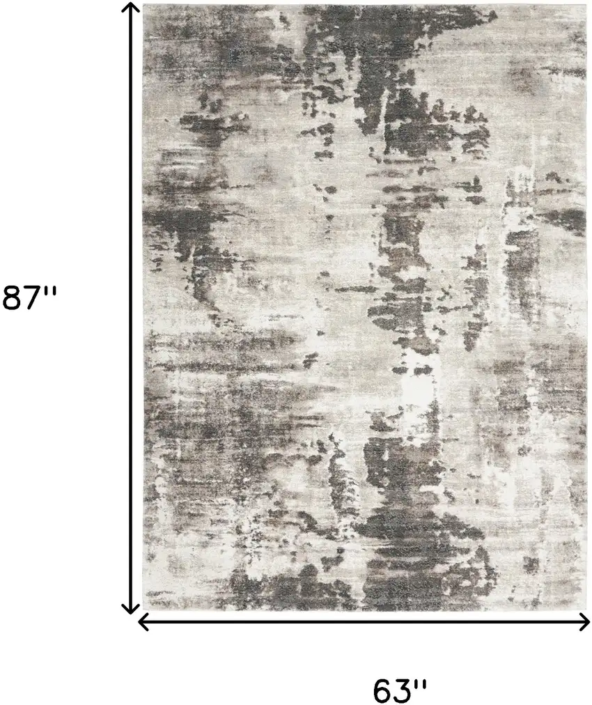 Tan Abstract Power Loom Area Rug Photo 3