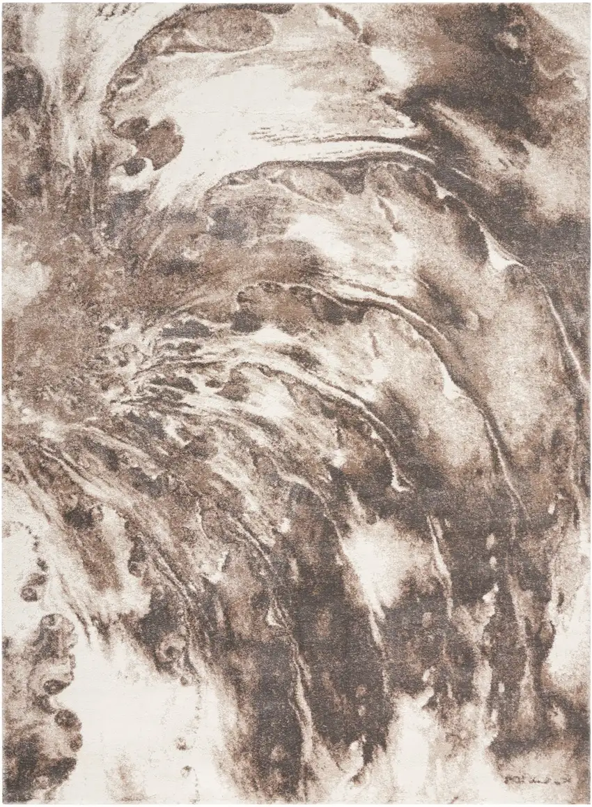 Tan Abstract Power Loom Area Rug Photo 2
