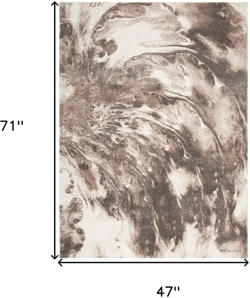 Tan Abstract Power Loom Area Rug Photo 3