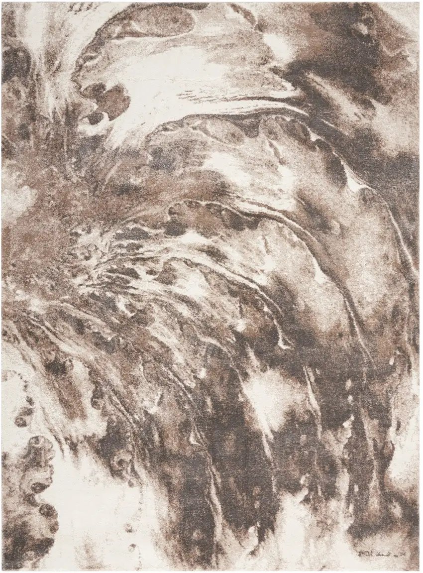 Tan Abstract Power Loom Area Rug Photo 1