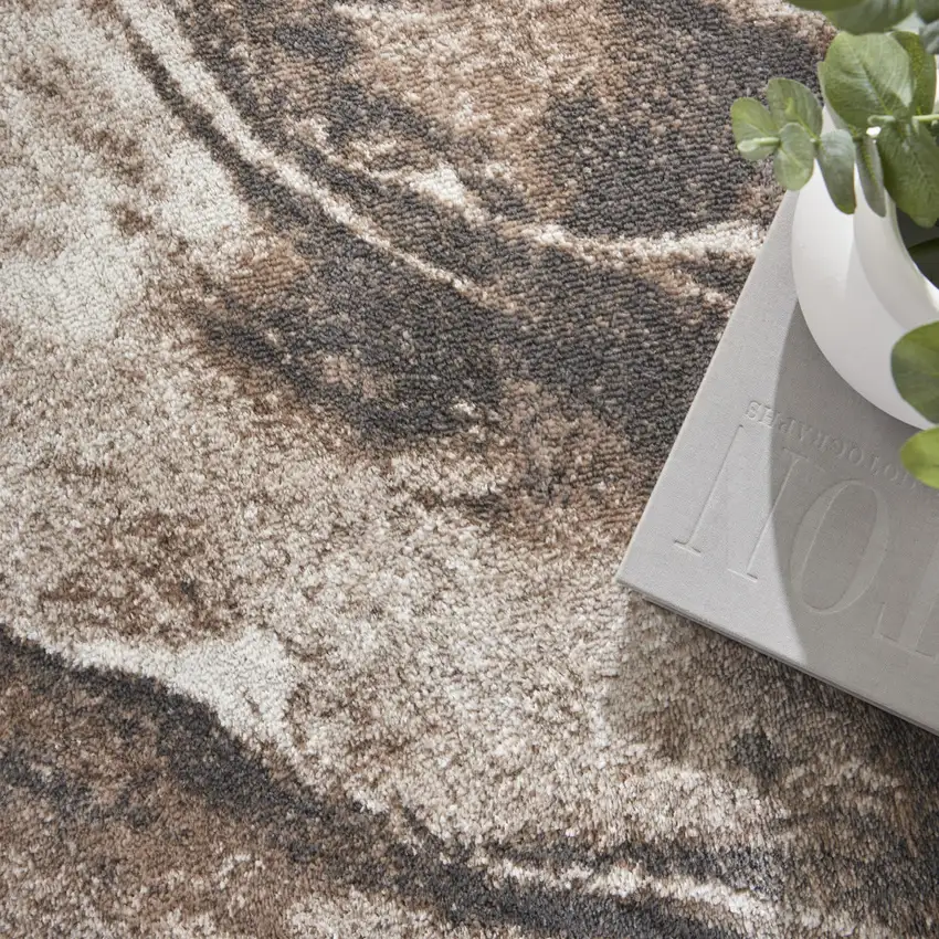 Tan Abstract Power Loom Area Rug Photo 7