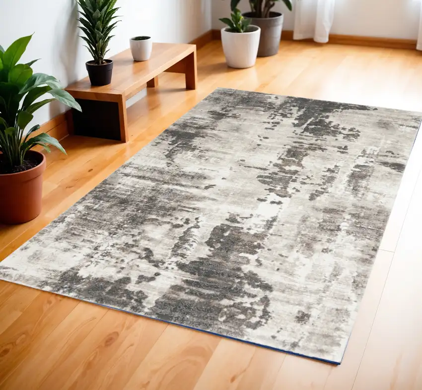 Tan Abstract Power Loom Area Rug Photo 1