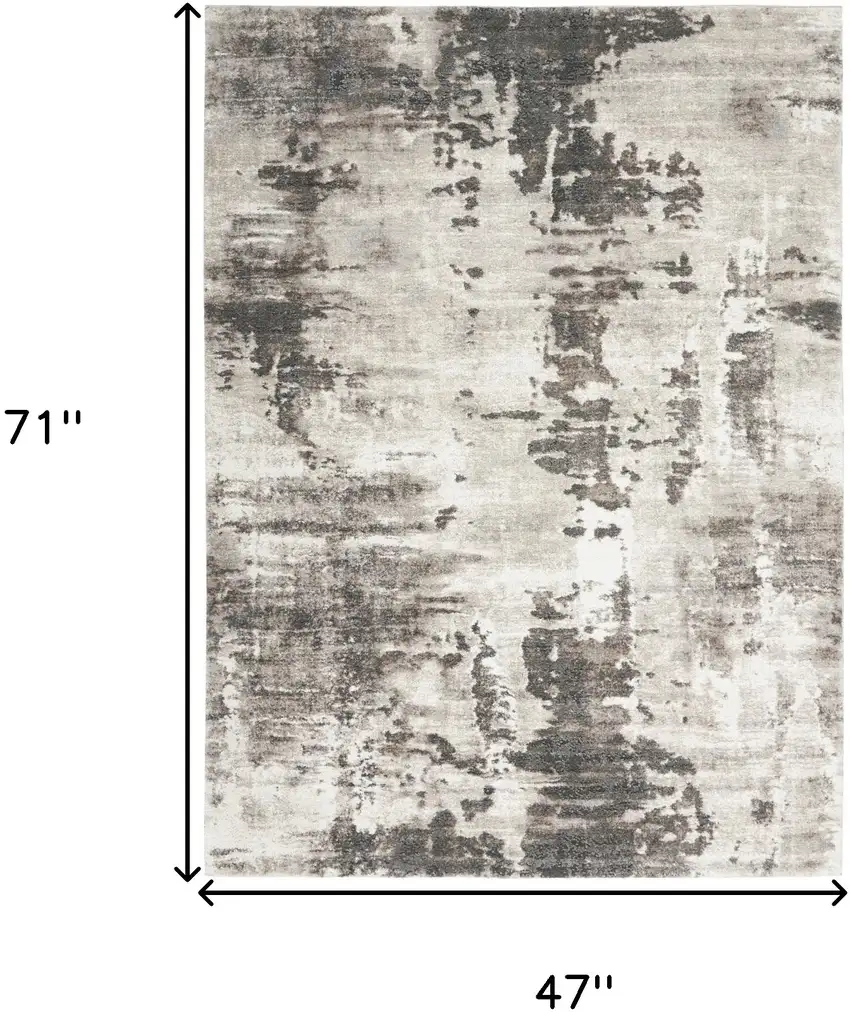 Tan Abstract Power Loom Area Rug Photo 3
