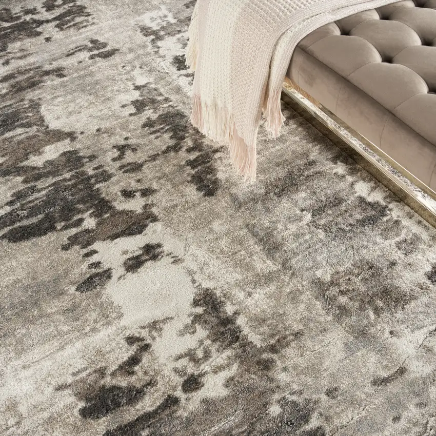Tan Abstract Power Loom Area Rug Photo 9