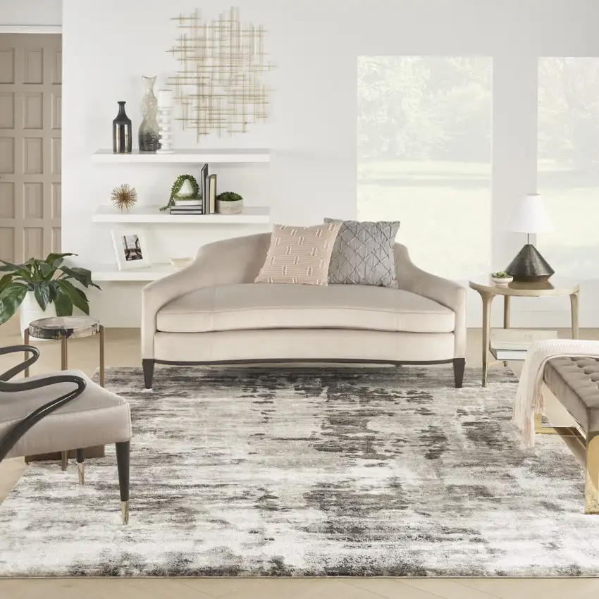 Tan Abstract Power Loom Area Rug Photo 4