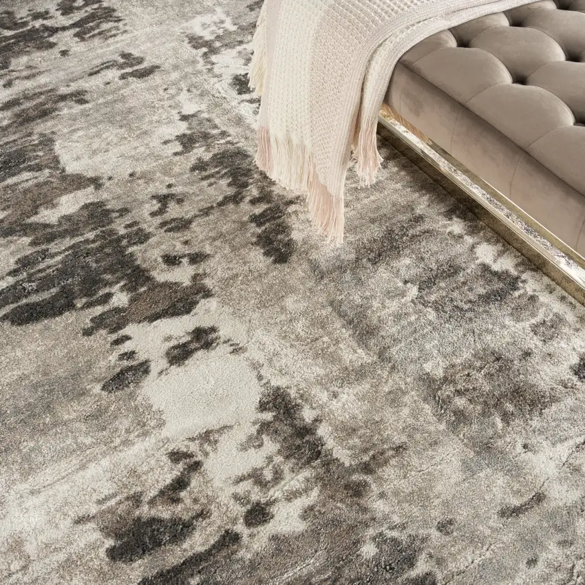 Tan Abstract Power Loom Area Rug Photo 7