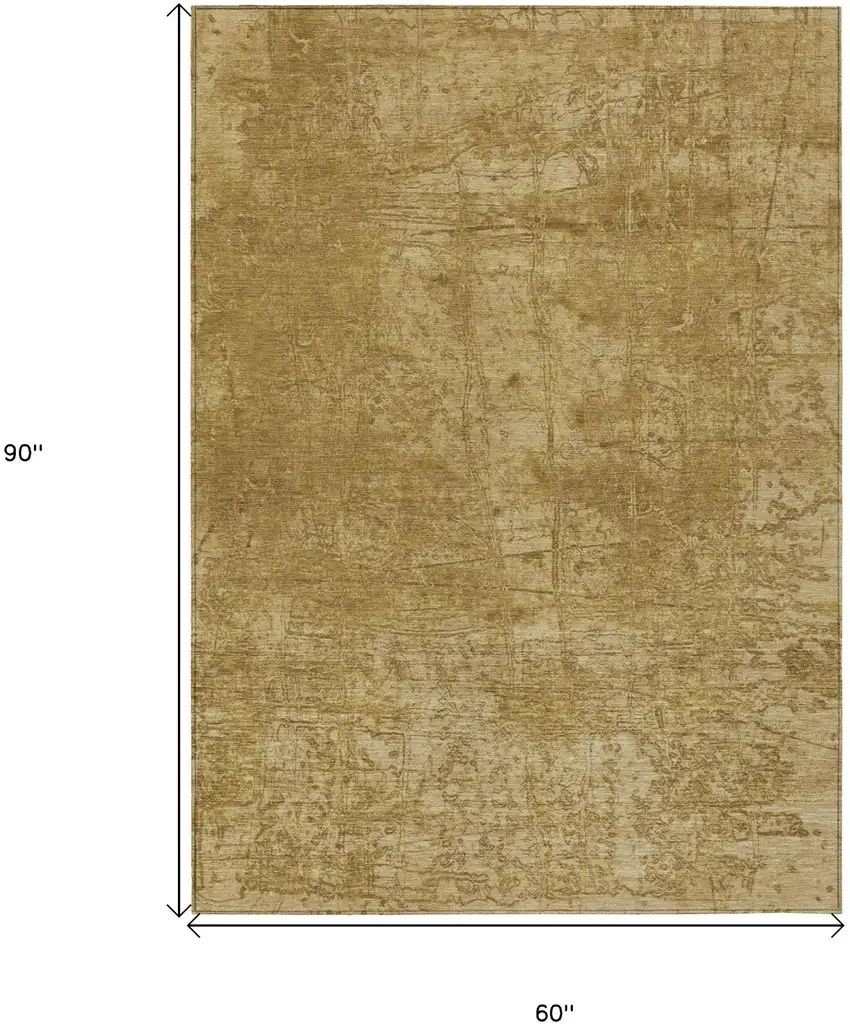 Tan Abstract Washable Non Skid Indoor Outdoor Area Rug Photo 3