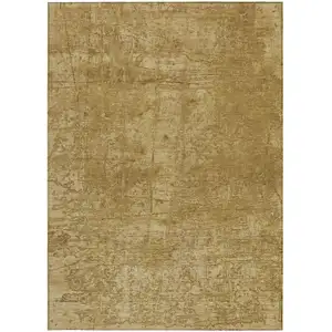 Photo of Tan Abstract Washable Non Skid Indoor Outdoor Area Rug