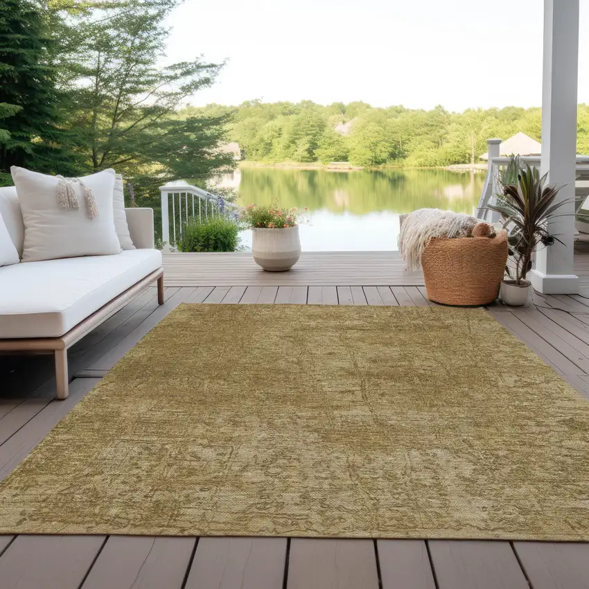 Tan Abstract Washable Non Skid Indoor Outdoor Area Rug Photo 8