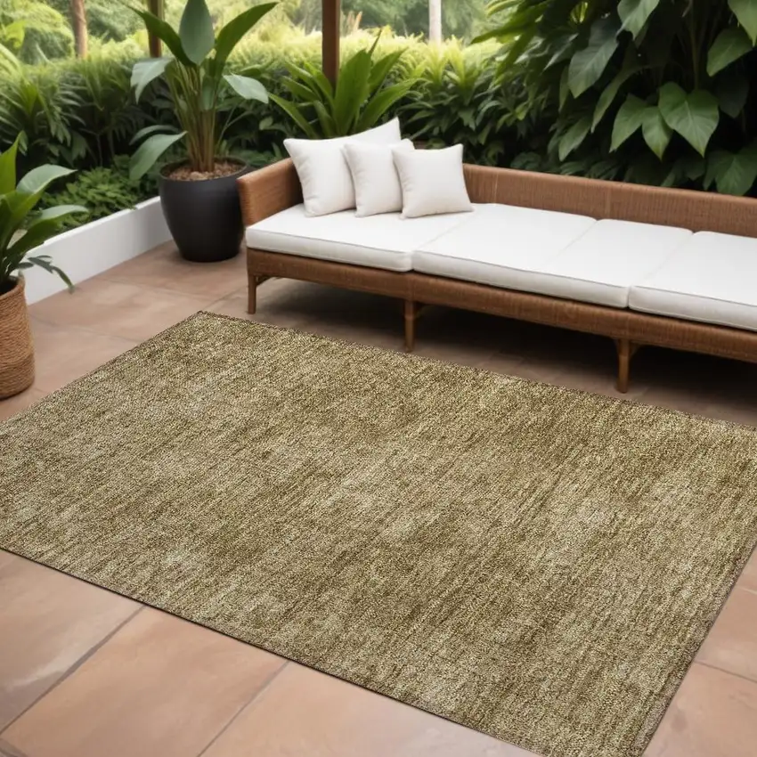 Tan Abstract Washable Indoor Outdoor Area Rug Photo 1