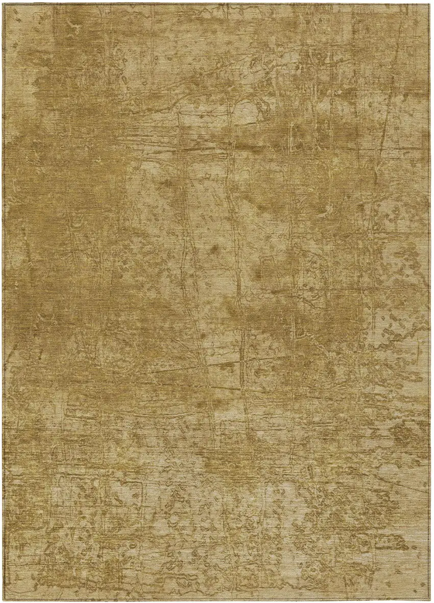 Tan Abstract Washable Non Skid Indoor Outdoor Area Rug Photo 2