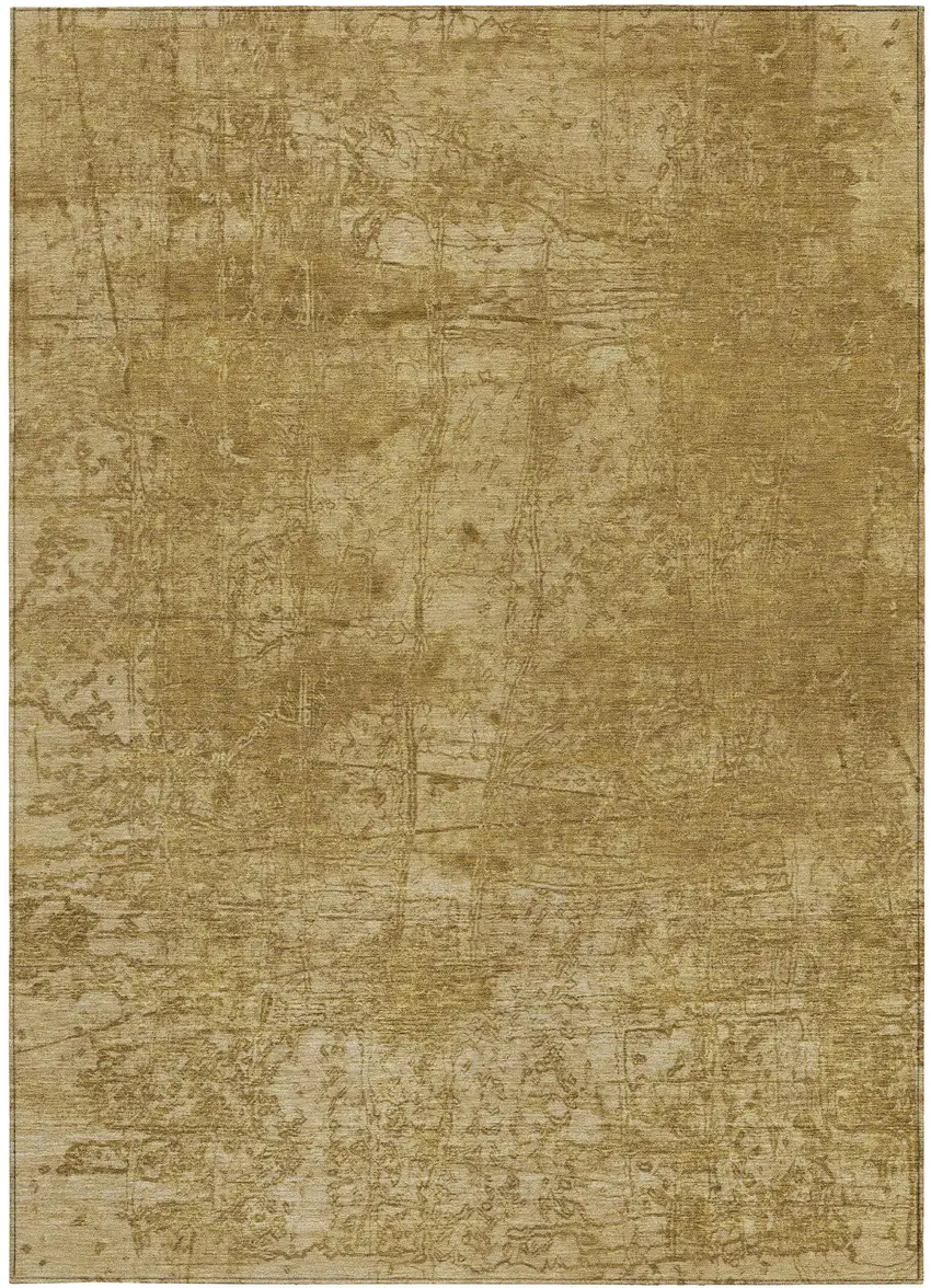 Tan Abstract Washable Non Skid Indoor Outdoor Area Rug Photo 5