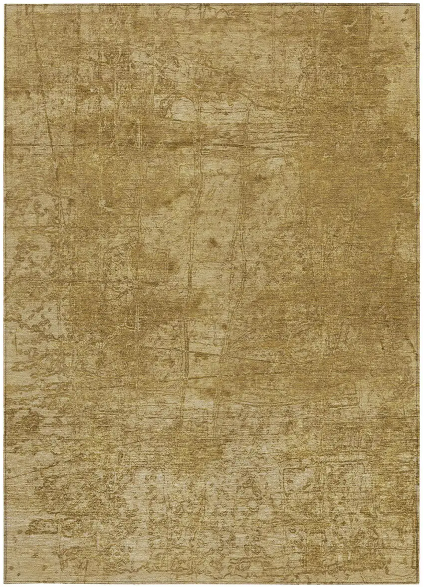 Tan Abstract Washable Non Skid Indoor Outdoor Area Rug Photo 5