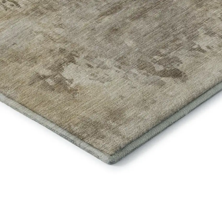 Tan And Beige Abstract Washable Area Rug With UV Protection Photo 6