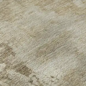 Photo of Tan And Beige Abstract Washable Area Rug With UV Protection