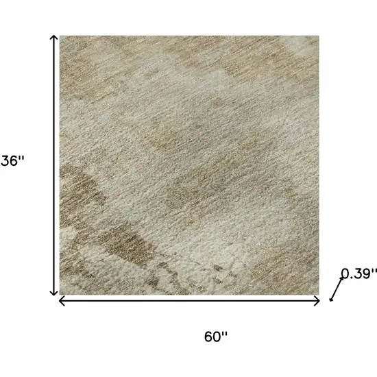 Tan And Beige Abstract Washable Area Rug With UV Protection Photo 7