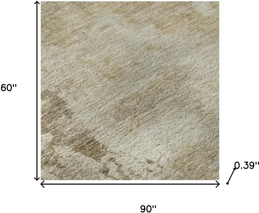 Tan And Beige Abstract Washable Area Rug With UV Protection Photo 7