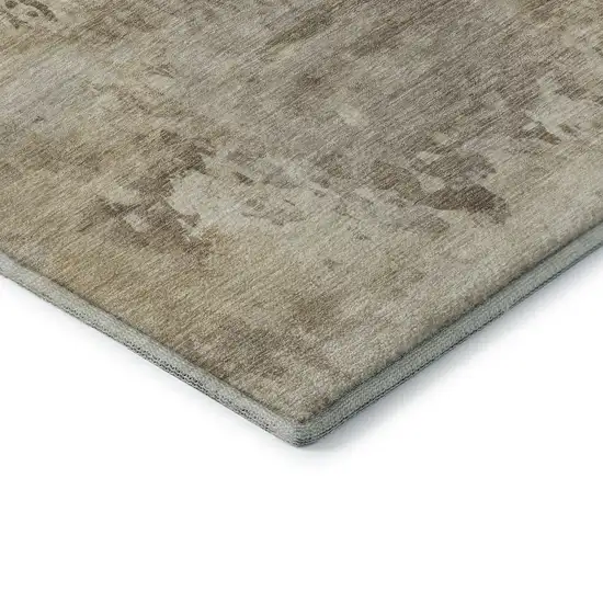 Tan And Beige Abstract Washable Area Rug With UV Protection Photo 7