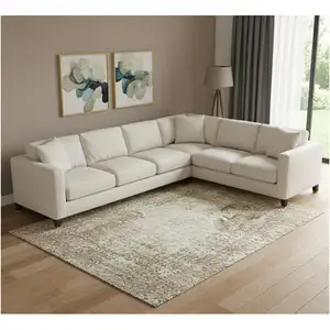 Photo of Tan And Beige Abstract Washable Area Rug With UV Protection
