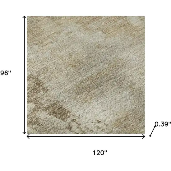 Tan And Beige Abstract Washable Area Rug With UV Protection Photo 8